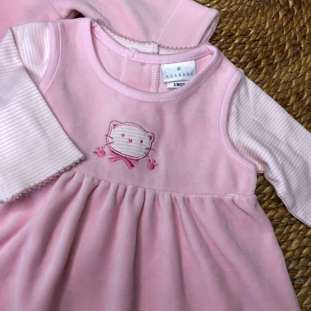 New 3 month 3 Piece‎ Set Velour Jacket Jumper Tee Baby Girls Infants Babies
